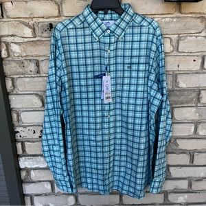 Southern tide Baltic teal plaid  long sleeve shirt.